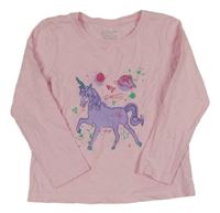 Světlerůžové triko s jednorožcem PRIMARK