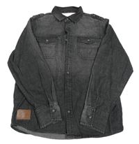 Tmavošedá riflová košile s nášivkou Rebel