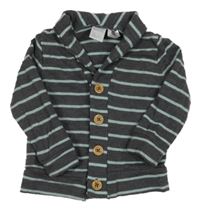 Tmavošedo-světlemodrá pruhovaná melírovaná vlněná propínací mikina s límečkem Teeny Weeny