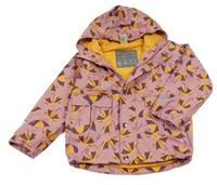 Starorůžová nepromokavá jarní bunda s deštníky a kapucí PUSBLU