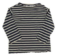 Tmavomodro-smetanové pruhované triko