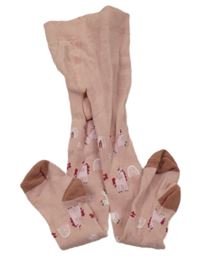 Starorůžové punčocháče s jednorožci a duhami St. Bernard