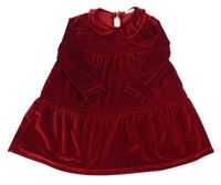 Tmavočervené sametové šaty s límečkem F&F