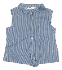 Modro-bílá pruhovaná halenka s uzlem H&M