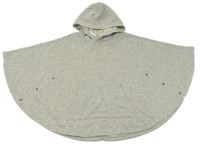 Šedé melírované teplákové pončo s kapsou a kapucí Page one young