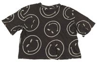 Tmavošedé crop tričko se smajlíky H&M