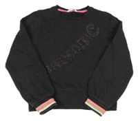 Černošedá crop mikina s nápisem a pruhy M&S