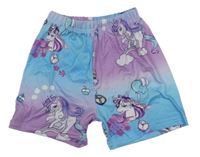 Azurovo-fialové kraťasy s jednorožci