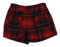 Červeno-černo-bílé kostkované chino vlněné kraťasy Next