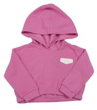 Tmavorůžová oversize mikina s nášivkou s logem a kapucí Skechers