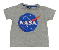 Šedé melírované tričko s nápisem - NASA C&A