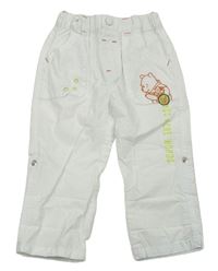 Bílé plátěné roll up kalhoty s Medvídkem Pú C&A
