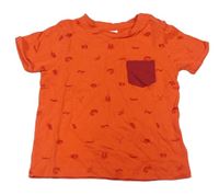 Oranžové tričko s obrázky a kapsičkou Lc Waikiki 