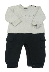 Šedo-černý teplákový overal s nápisem Baker