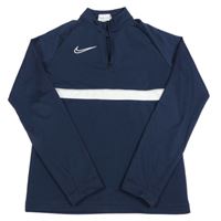 Tmavomodro-bílá sportovní funkční mikina s logem Nike