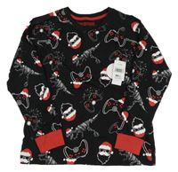 Nové - Černé pyžamové triko se Santy a ovladači Matalan