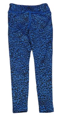 Modro-černé sportovní legíny s leopardím vzorem