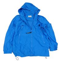 Modrá šusťáková sportovní bunda s kapucí