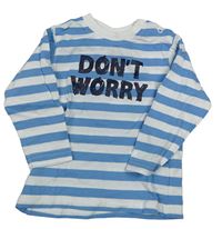 Modro-bílé pruhované triko s nápisem Topomini