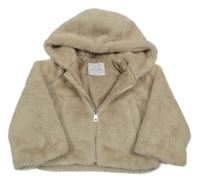 Béžová kožešinová podšitá bunda s kapucí Primark