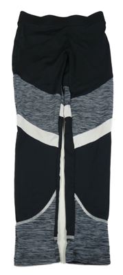 Černo-tmavošedo-bílé sportovní legíny Yigga