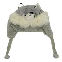 Šedo-bílá chlupatá čepice - husky