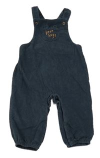 Tmavomodré manšestrové laclové kalhoty s kapsou s nápisem F&F