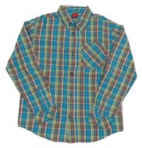 Modrozeleno-oranžovo-žlutá kostkovaná košile S. Oliver