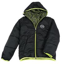 Černá šusťáková zimní oboustranná funkční bunda s kapucí Wed'ze