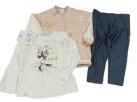 Nové - 3set - Smetanové triko s Minnie + baseballová mikina + tmavomodré tregíny Disney