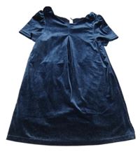 Tmavomodré sametové šaty s mašlemi Primark