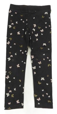 Tmavošedé teplé legíny s motýly H&M