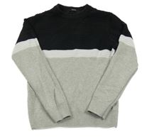 Černo-šedo-bílý svetr s žebrováním George