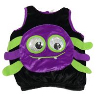 Kostým - Černo-fialovo-zelené sametové tričko s pavoukem