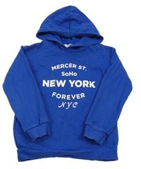 Safírová mikina s nápisem a kapucí H&M