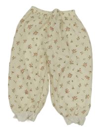 Krémové květované lehké kalhoty Shein