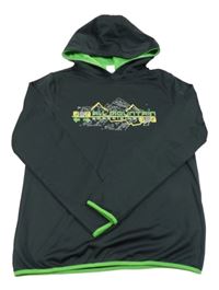 Černá sportovní mikina s horami a kapucí Pocopiano