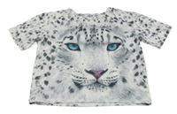 Bílo-černé crop tričko s levhartem C&A