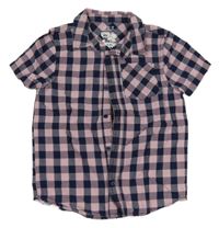 Růžovo-tmavomodrá kostkovaná košile F&F