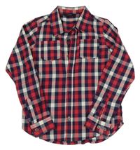 Tmavomodro-červeno-světlešedá kostkovaná košile Tchibo