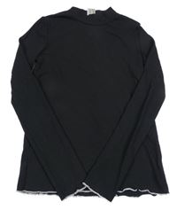 Černé žebrované triko se stojáčkem C&A