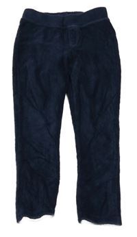 Tmavomodré žebrované sametové tregíny Nutmeg