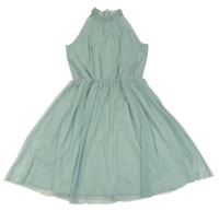 Zelenošedé třpytivé tylové šaty Pepperts