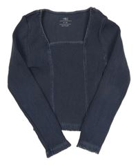 Tmavomodré žebrované crop triko M&S