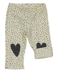 Smetanové puntíkaté zateplené legíny se srdíčky Primark