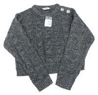 Nové - Tmavošedý třpytivý crop svetr Primark