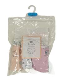 4x kalhotky - broskvové s kočkou + bílé s hvězdami + růžové s kočkou + zelené s kočkou Primark