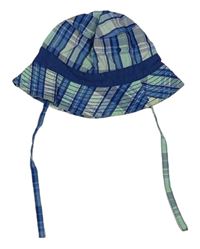 Modrý kostkovaný plátěný klobouk zn. H&M