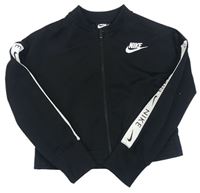 Černo-bílá sportovní oversize crop propínací mikina s logem Nike