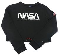 Černá crop mikina s nápisem - Nasa C&A